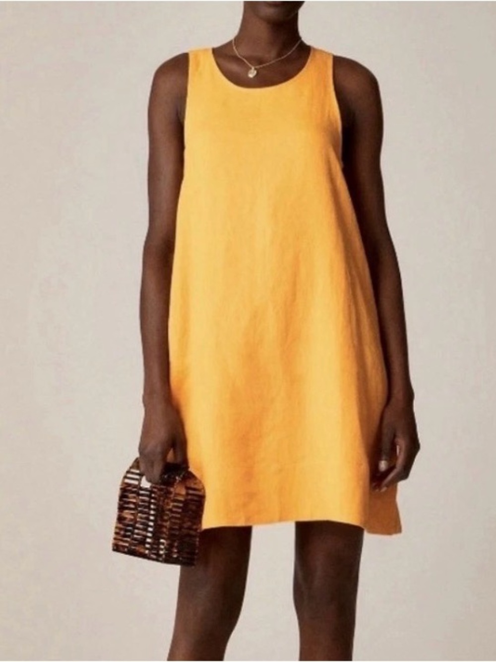 J Crew Juicy Orange 🍊 Sleeveless Shift Dress 100% Linen